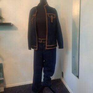 Two Piece Dark Denim Pant Set